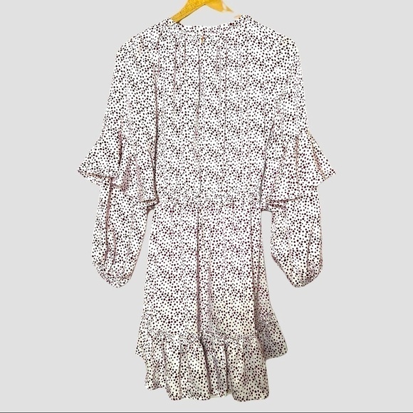 NWT MISA LOS ANGELES Polka Dot Puffed Long Sleeve Tie Waist Ruffled Mini Dress S - Picture 6 of 10